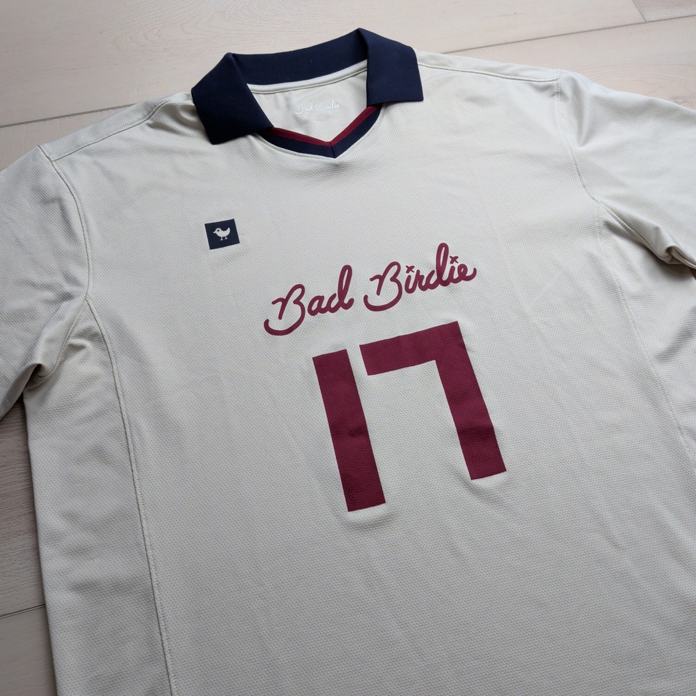 Bad Birdie Golf Polo Shirt Mens L Podium Collection Cream Soccer Jersey Style